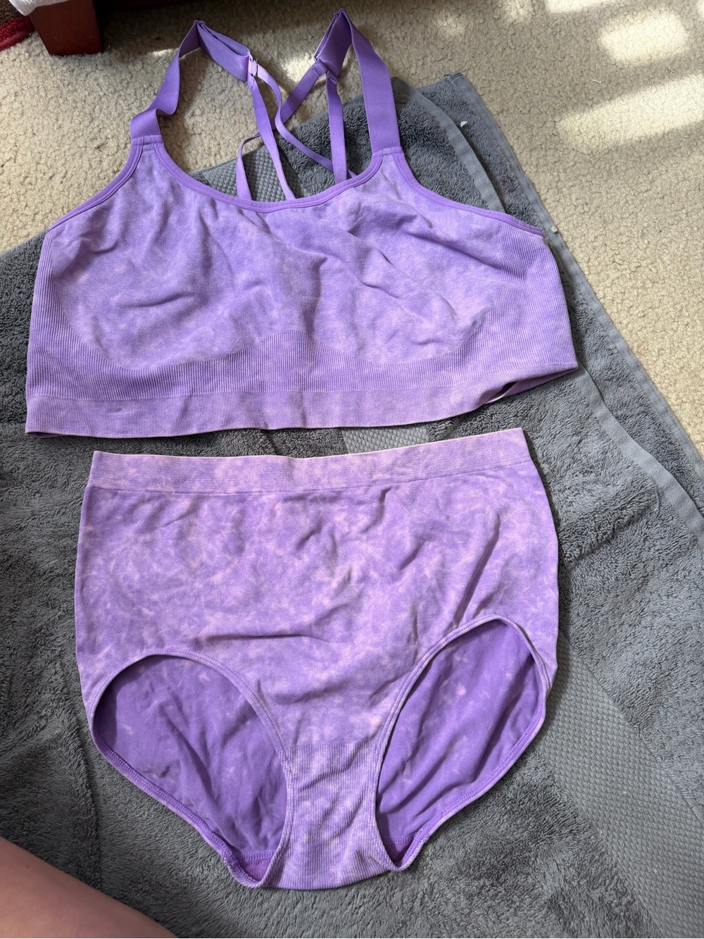 Cacique Lavender Tie-Dye Bralette & High-Waist Brief Set